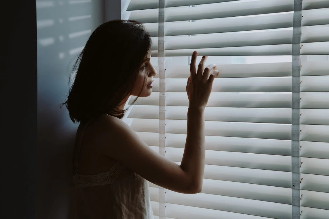 a picture of a Girl who made her own DIY blinds