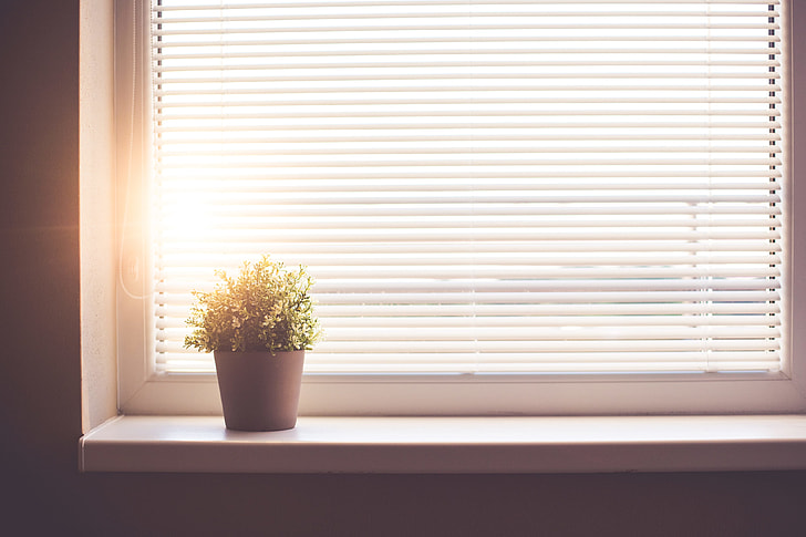 sun light peaking through a DIY blind